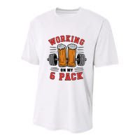 Working On My 6 Pack Beer Dad Funny Gymmer Youth Performance Sprint T-Shirt