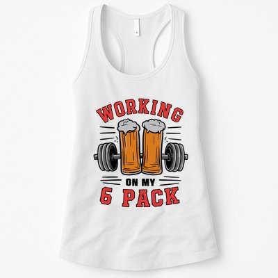 Working On My 6 Pack Beer Dad Funny Gymmer Womens Tank Top