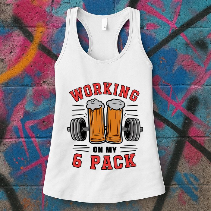 Working On My 6 Pack Beer Dad Funny Gymmer Womens Tank Top