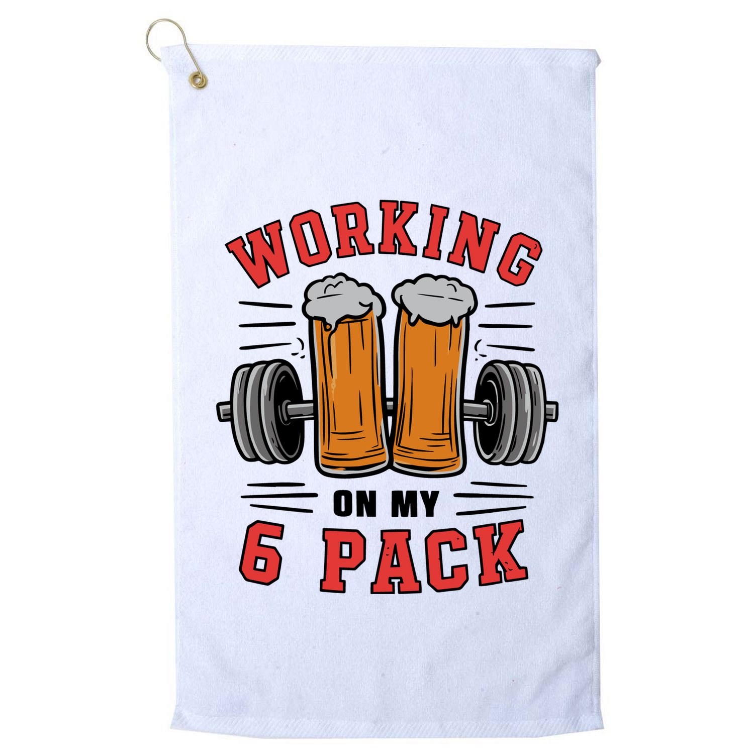 Working On My 6 Pack Beer Dad Funny Gymmer Golf Towel