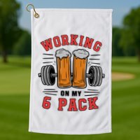 Working On My 6 Pack Beer Dad Funny Gymmer Golf Towel