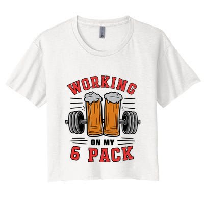 Working On My 6 Pack Beer Dad Funny Gymmer Crop Top