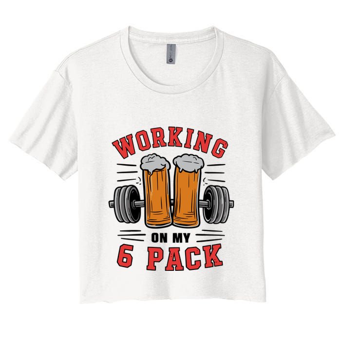 Working On My 6 Pack Beer Dad Funny Gymmer Crop Top
