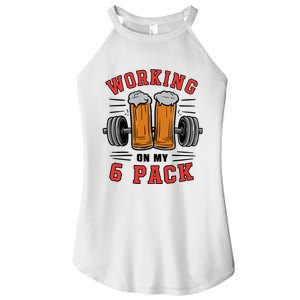 Working On My 6 Pack Beer Dad Funny Gymmer Women's Perfect Tri Rocker Tank