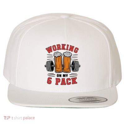 Working On My 6 Pack Beer Dad Funny Gymmer Wool Snapback Cap