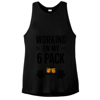 Working On My 6 Pack Beer Dad Funny Gymmer Ladies PosiCharge Tri-Blend Wicking Tank