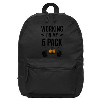 Working On My 6 Pack Beer Dad Funny Gymmer 16 in Basic Backpack
