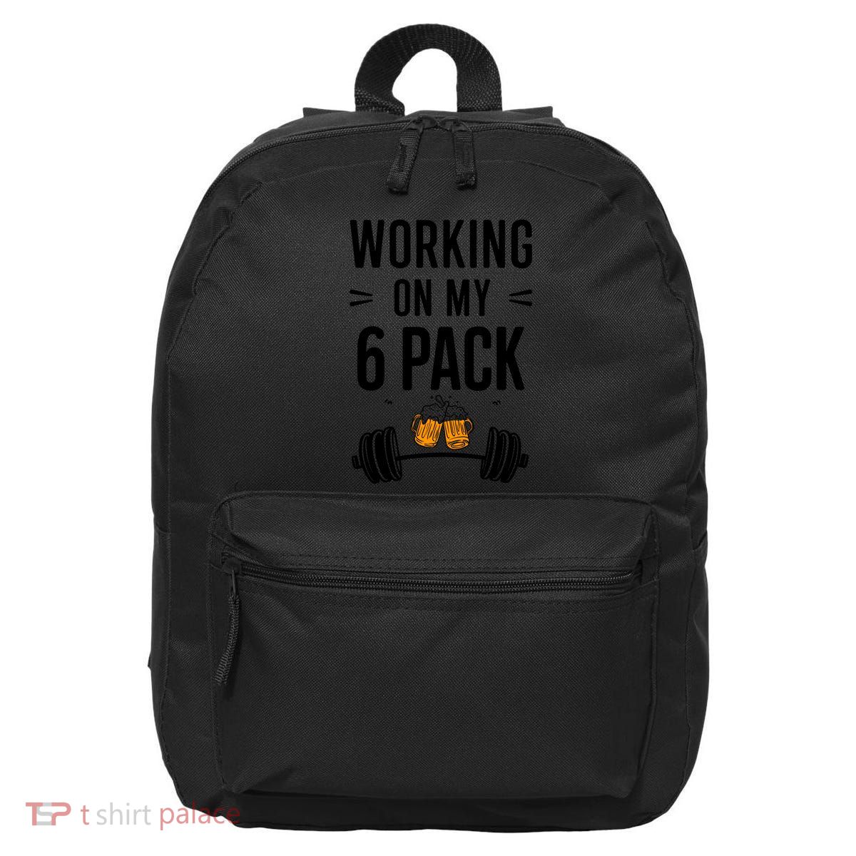 Working On My 6 Pack Beer Dad Funny Gymmer 16 in Basic Backpack
