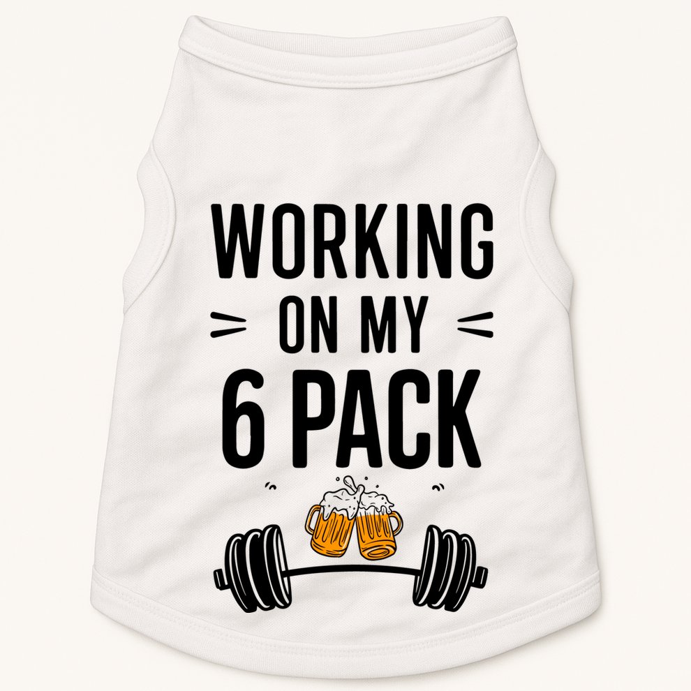 Working On My 6 Pack Beer Dad Funny Gymmer Doggie Tank