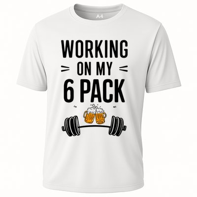 Working On My 6 Pack Beer Dad Funny Gymmer Performance Shirt