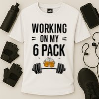 Working On My 6 Pack Beer Dad Funny Gymmer Performance Shirt