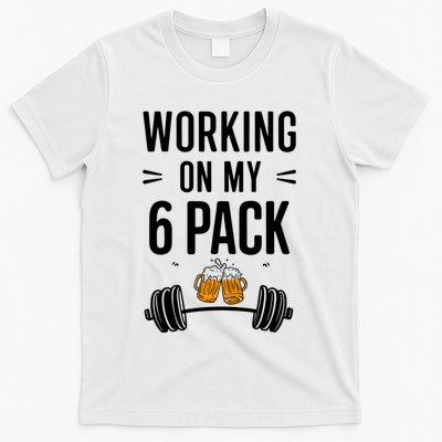 Working On My 6 Pack Beer Dad Funny Gymmer T-Shirt