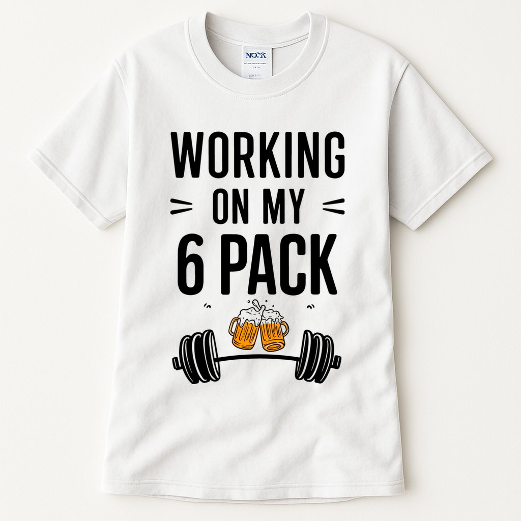 Working On My 6 Pack Beer Dad Funny Gymmer Tall T-Shirt