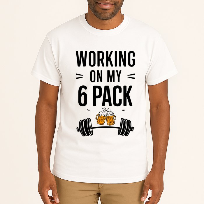 Working On My 6 Pack Beer Dad Funny Gymmer Tall T-Shirt