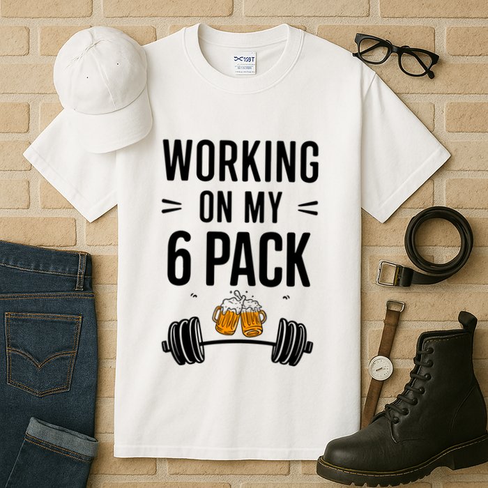 Working On My 6 Pack Beer Dad Funny Gymmer Tall T-Shirt
