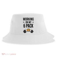 Working On My 6 Pack Beer Dad Funny Gymmer Sustainable Bucket Hat