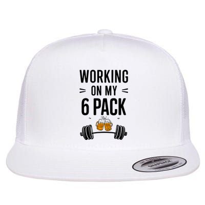 Working On My 6 Pack Beer Dad Funny Gymmer Flatbill Hat