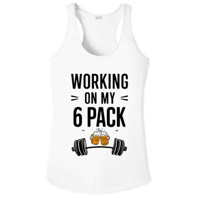 Working On My 6 Pack Beer Dad Funny Gymmer Ladies PosiCharge Competitor Racerback Tank