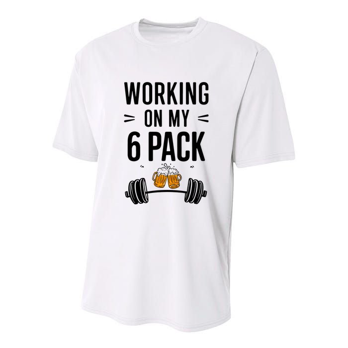 Working On My 6 Pack Beer Dad Funny Gymmer Youth Performance Sprint T-Shirt