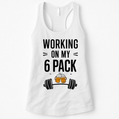Working On My 6 Pack Beer Dad Funny Gymmer Womens Tank Top
