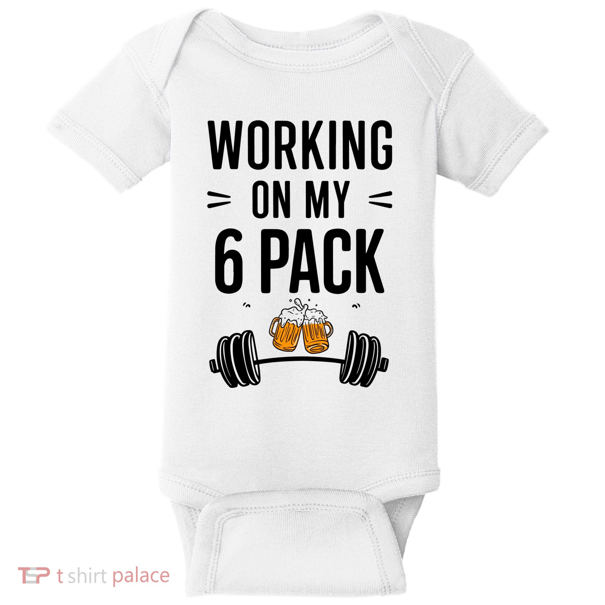 Working On My 6 Pack Beer Dad Funny Gymmer Baby Bodysuit