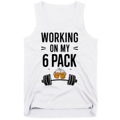 Working On My 6 Pack Beer Dad Funny Gymmer Tank Top