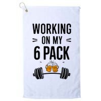 Working On My 6 Pack Beer Dad Funny Gymmer Golf Towel