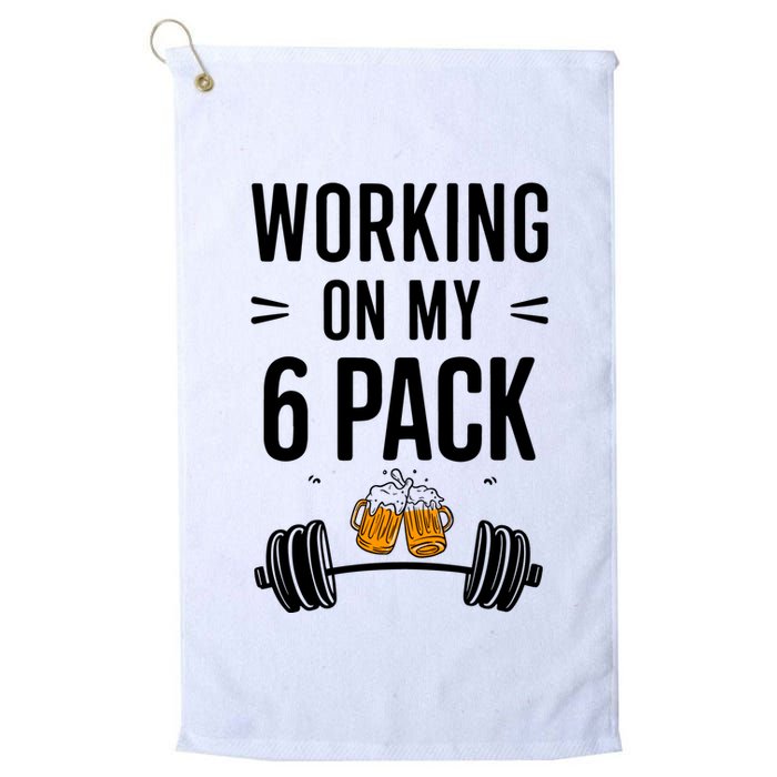 Working On My 6 Pack Beer Dad Funny Gymmer Golf Towel