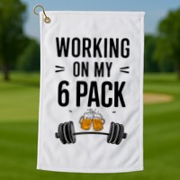 Working On My 6 Pack Beer Dad Funny Gymmer Golf Towel