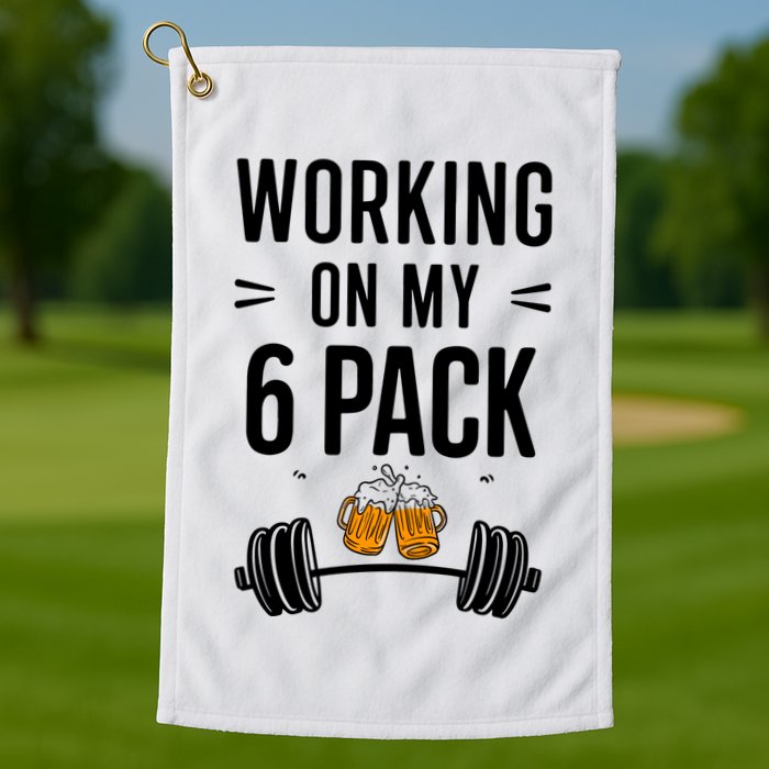 Working On My 6 Pack Beer Dad Funny Gymmer Golf Towel