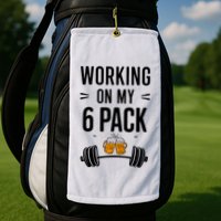 Working On My 6 Pack Beer Dad Funny Gymmer Golf Towel