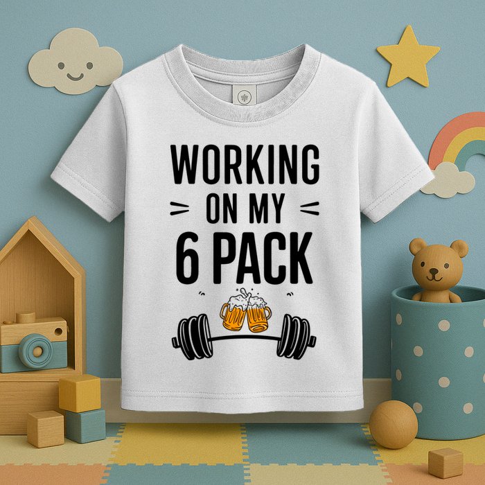 Working On My 6 Pack Beer Dad Funny Gymmer Toddler T-Shirt