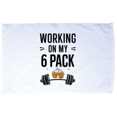 Working On My 6 Pack Beer Dad Funny Gymmer Microfiber Hand Towel