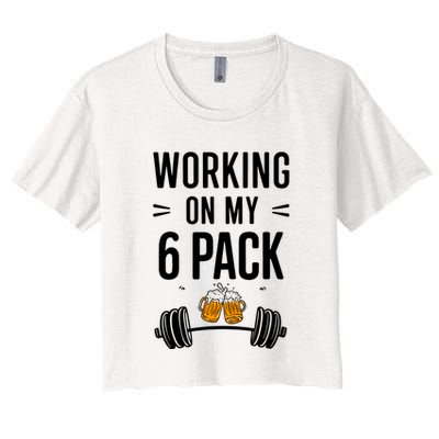 Working On My 6 Pack Beer Dad Funny Gymmer Crop Top