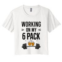 Working On My 6 Pack Beer Dad Funny Gymmer Crop Top