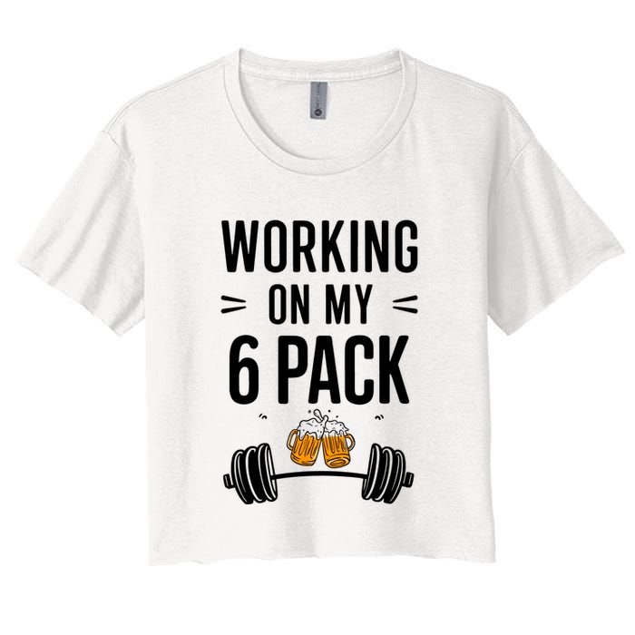 Working On My 6 Pack Beer Dad Funny Gymmer Crop Top