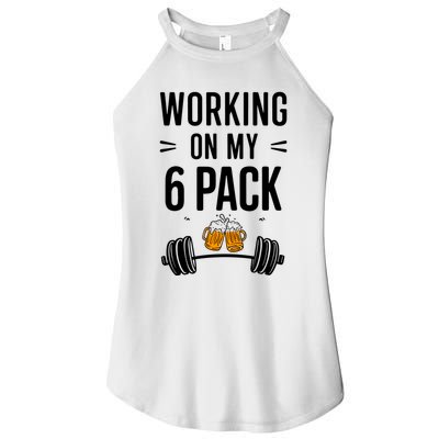Working On My 6 Pack Beer Dad Funny Gymmer Women's Perfect Tri Rocker Tank
