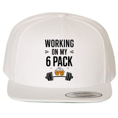 Working On My 6 Pack Beer Dad Funny Gymmer Wool Snapback Cap