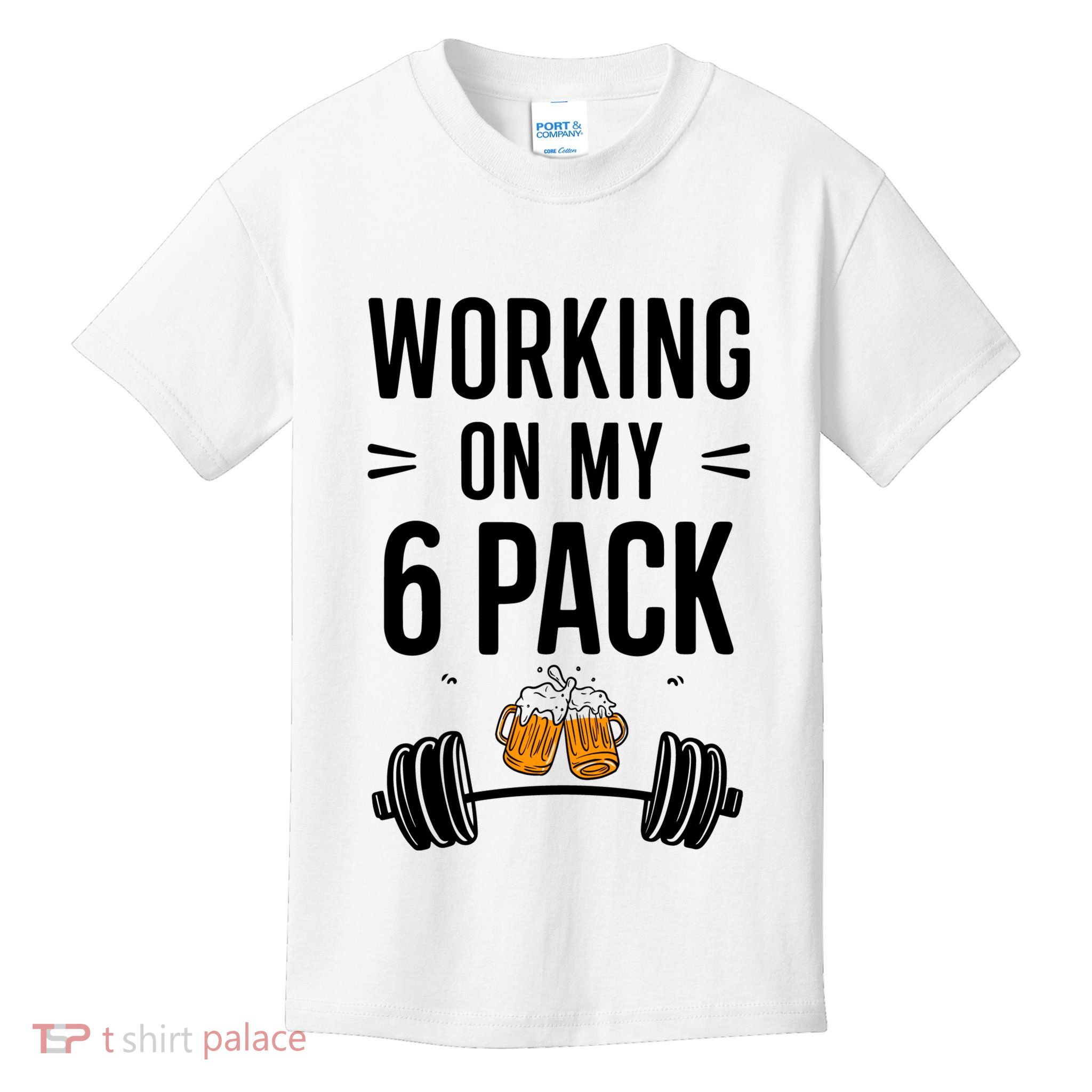 Working On My 6 Pack Beer Dad Funny Gymmer Kids T-Shirt