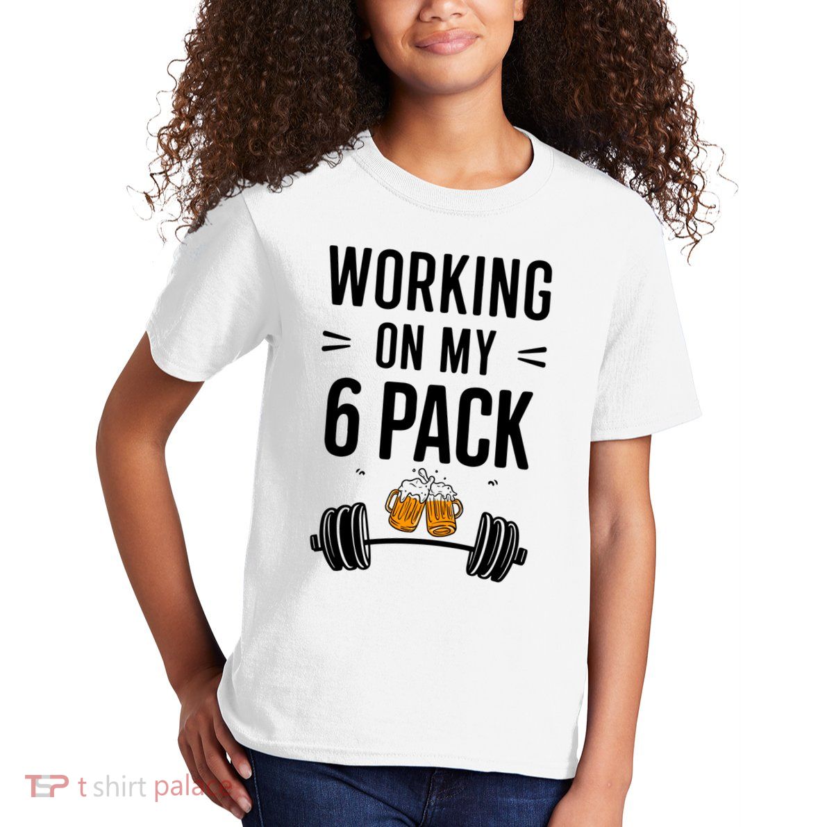 Working On My 6 Pack Beer Dad Funny Gymmer Kids T-Shirt