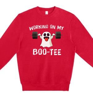 Working On My Boo Halloween Dead Lift Ghost Gym Weights Premium Crewneck Sweatshirt