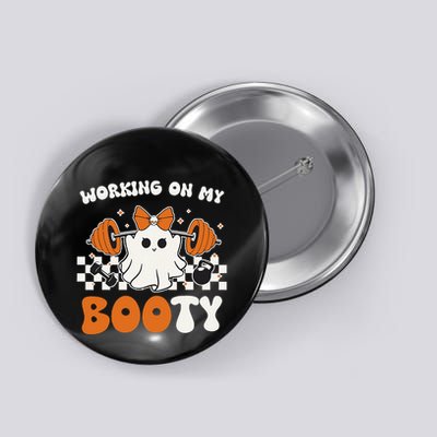 Working On My Booty Gymer Ghost Working Out Halloween Button
