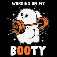 Working On My Booty Booty Funny Halloween Gym Ghost Full-Length Apron With Pockets