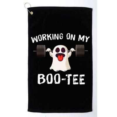 Working On My Boo Halloween Dead Lift Ghost Gym Weights Platinum Collection Golf Towel