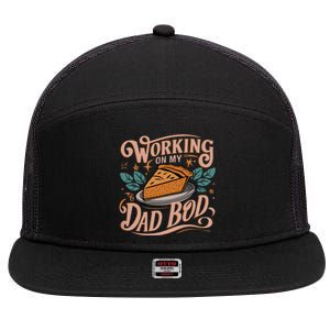 Working On My Dad Bod Thanksgiving Pregnancy Announcement 7 Panel Mesh Trucker Snapback Hat