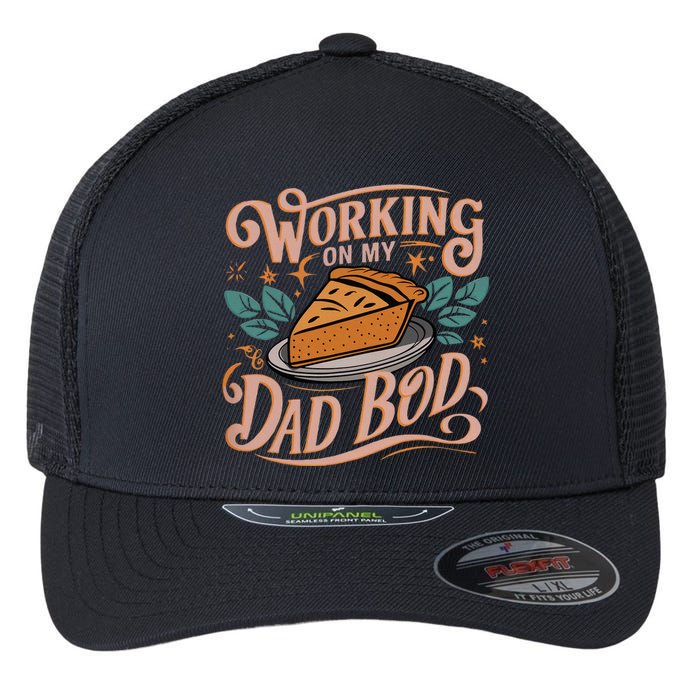 Working On My Dad Bod Thanksgiving Pregnancy Announcement Flexfit Unipanel Trucker Cap