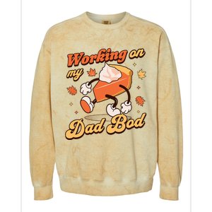 Working on my Dad Bod Thanksgiving Pregnancy Announcement Colorblast Crewneck Sweatshirt