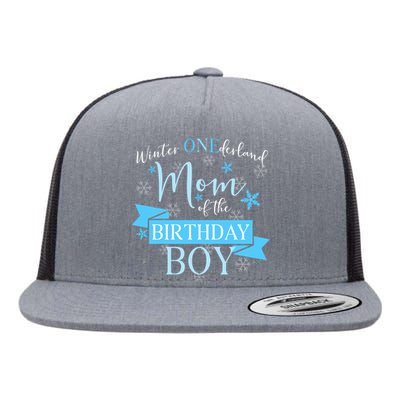 Winter Onederland Mom Of The Birthday Boy Flat Bill Trucker Hat