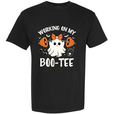 Working On My Boo Halloween Dead Lift Ghost Gym Weights Garment-Dyed Heavyweight T-Shirt