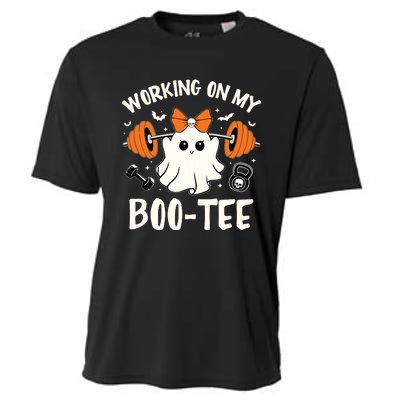 Working On My Boo Halloween Dead Lift Ghost Gym Weights Cooling Performance Crew T-Shirt